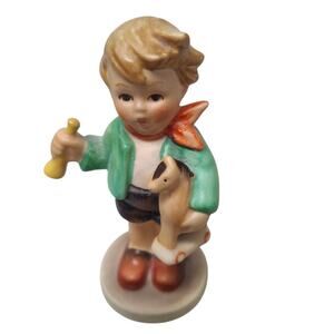 Vintage 1987 Hummel Goebel 239/C Boy Horn Toy Horse Collectible Ceramic Figurine